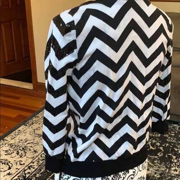 Inc sweater black and white with sequins size med #6 - Picture 4 of 5